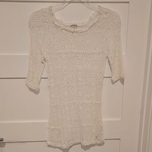 Free People Ivory Knit Tunic Top Mini Dress Beach Festival